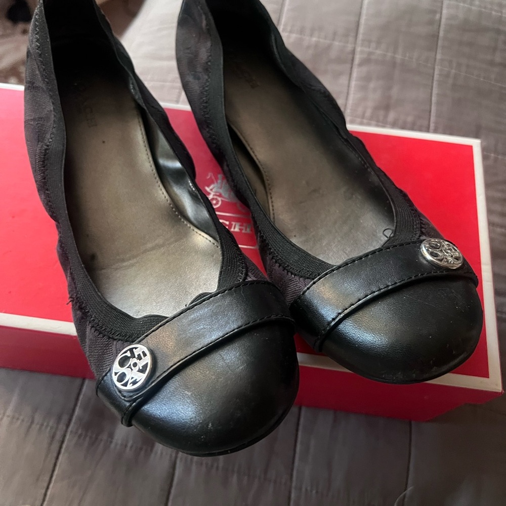 Coach Black and Silver Flats with Stylish Design